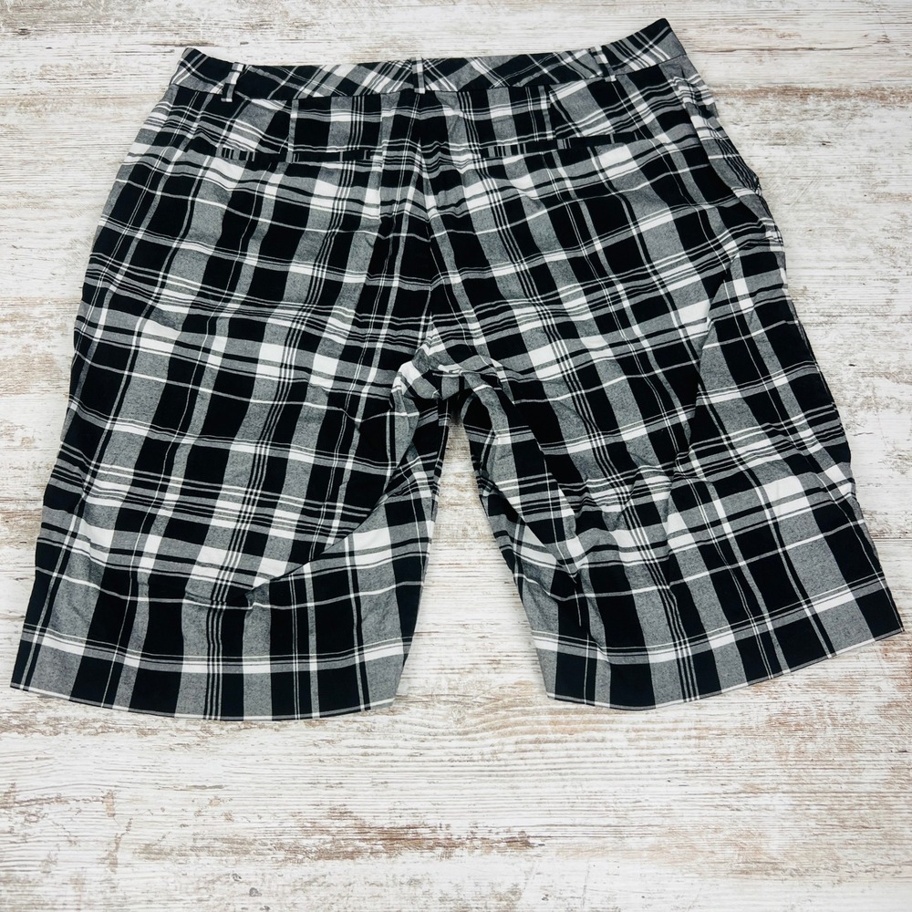 Lauren Ralph Lauren Womens 12 Black Gray White Plaid Stretch Bermuda Shorts